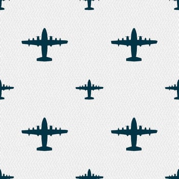 aircraft icon sign. Seamless pattern with geometric texture. illustration