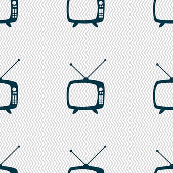 Retro TV mode sign icon. Television set symbol. Seamless abstract background with geometric shapes. illustration