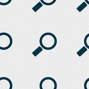 Magnifier glass sign icon. Zoom tool button. Navigation search symbol. Seamless abstract background with geometric shapes. illustration