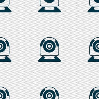 Webcam sign icon. Web video chat symbol. Camera chat. Seamless abstract background with geometric shapes. illustration