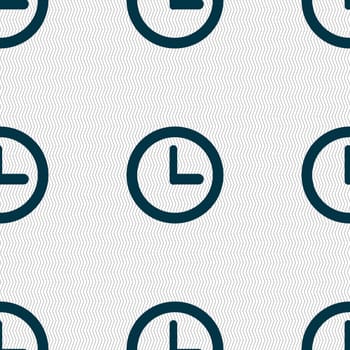 Clock sign icon. Mechanical clock symbol. Seamless abstract background with geometric shapes. illustration