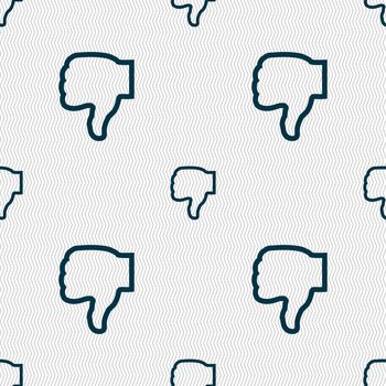 Dislike icon sign. Seamless pattern with geometric texture. illustration