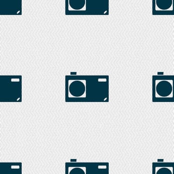 Photo camera sign icon. Digital symbol. Seamless abstract background with geometric shapes. illustration