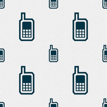 Mobile phone icon sign. Seamless pattern with geometric texture. illustration