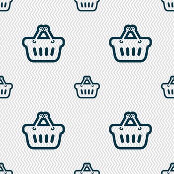 shopping cart icon sign. Seamless pattern with geometric texture. illustration