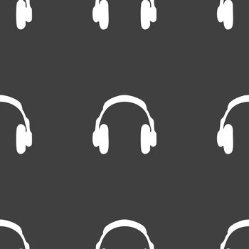 headsets icon sign. Seamless pattern on a gray background. illustration