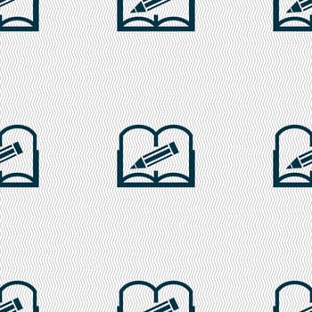 Book sign icon. Open book symbol. Seamless abstract background with geometric shapes. illustration