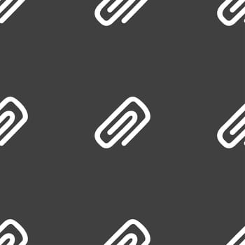 clip to paper icon sign. Seamless pattern on a gray background. illustration