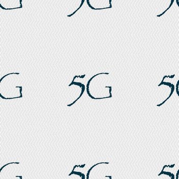 5G sign icon. Mobile telecommunications technology symbol. Seamless abstract background with geometric shapes. illustration