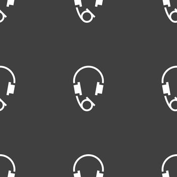 headsets icon sign. Seamless pattern on a gray background. illustration