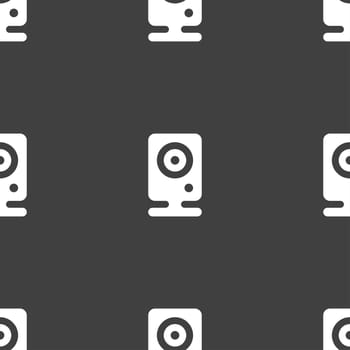 Web cam icon sign. Seamless pattern on a gray background. illustration