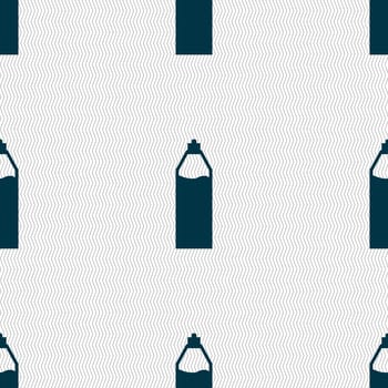 Plastic bottle with drink icon sign. Seamless abstract background with geometric shapes. illustration