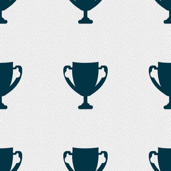 Winner cup sign icon. Awarding of winners symbol. Trophy. Seamless abstract background with geometric shapes. illustration