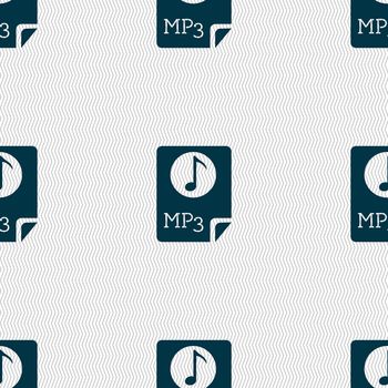 Audio, MP3 file icon sign. Seamless abstract background with geometric shapes. illustration