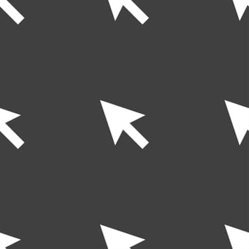 arrow cursor, computer mouse icon sign. Seamless pattern on a gray background. illustration