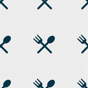 Fork and spoon crosswise, Cutlery, Eat icon sign. Seamless abstract background with geometric shapes. illustration