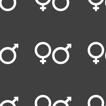 male and female icon sign. Seamless pattern on a gray background. illustration