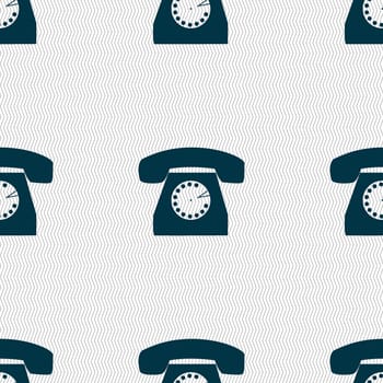 Retro telephone icon symbol. Seamless abstract background with geometric shapes. illustration