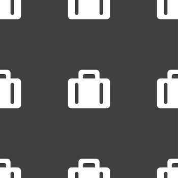 suitcase icon sign. Seamless pattern on a gray background. illustration