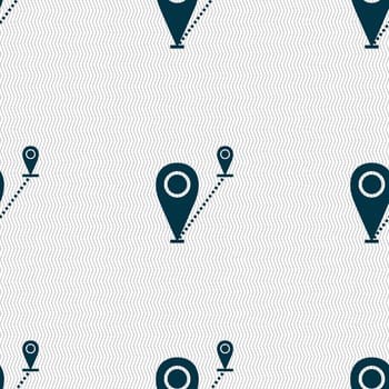 Map pointer icon sign. Seamless abstract background with geometric shapes. illustration