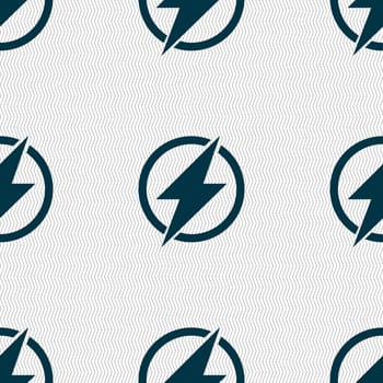 Photo flash sign icon. Lightning symbol. Seamless abstract background with geometric shapes. illustration