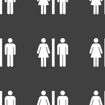 silhouette of a man and a woman icon sign. Seamless pattern on a gray background. illustration