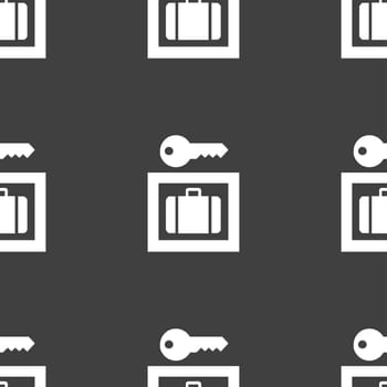 Luggage Storage icon sign. Seamless pattern on a gray background. illustration