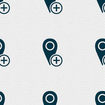 Map pointer icon sign. Seamless abstract background with geometric shapes. illustration