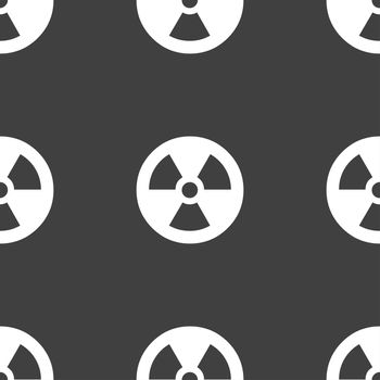 radiation icon sign. Seamless pattern on a gray background. illustration