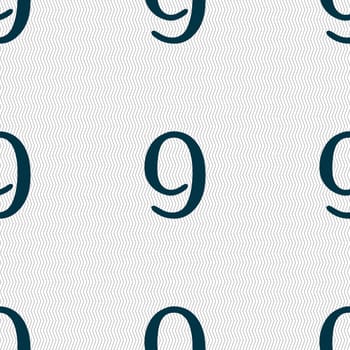 number Nine icon sign. Seamless abstract background with geometric shapes. illustration