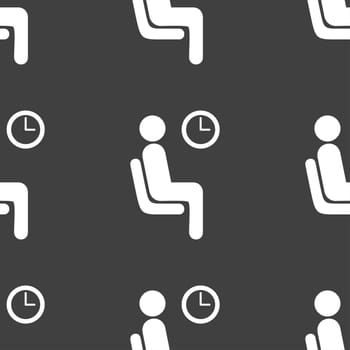waiting icon sign. Seamless pattern on a gray background. illustration