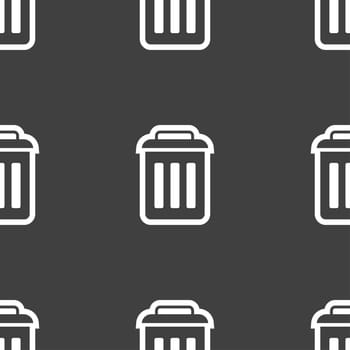 the trash icon sign. Seamless pattern on a gray background. illustration