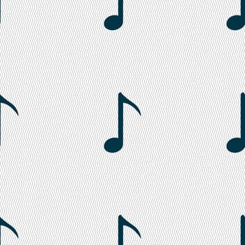 Music note icon sign. Seamless abstract background with geometric shapes. illustration