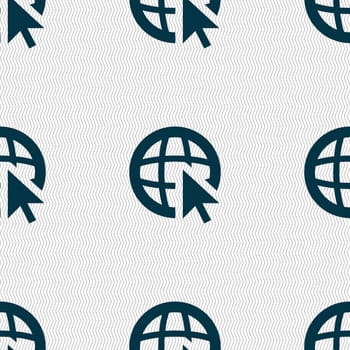 Internet sign icon. World wide web symbol. Cursor pointer. Seamless abstract background with geometric shapes. illustration