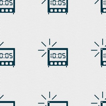 digital Alarm Clock icon sign. Seamless abstract background with geometric shapes. illustration