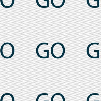 GO sign icon. Seamless abstract background with geometric shapes. illustration