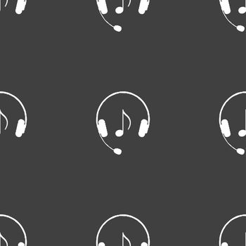 headsets icon sign. Seamless pattern on a gray background. illustration