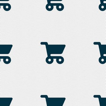 shopping basket icon sign. Seamless pattern with geometric texture. illustration