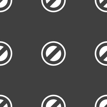 Cancel icon sign. Seamless pattern on a gray background. illustration