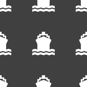 ship icon sign. Seamless pattern on a gray background. illustration