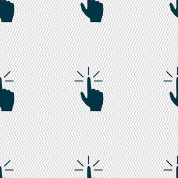 Click here hand icon sign. Seamless abstract background with geometric shapes. illustration