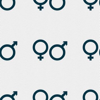 male and female icon sign. Seamless pattern with geometric texture. illustration