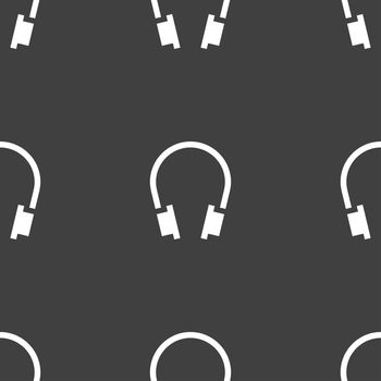 headsets icon sign. Seamless pattern on a gray background. illustration