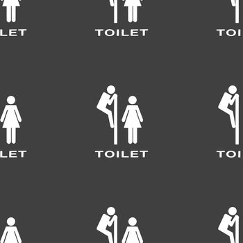 toilet icon sign. Seamless pattern on a gray background. illustration