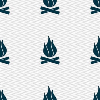 A fire icon sign. Seamless pattern with geometric texture. illustration