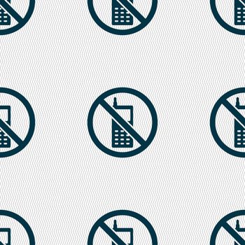 mobile phone is prohibited icon sign. Seamless pattern with geometric texture. illustration