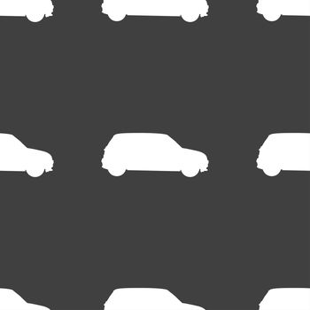 Jeep icon sign. Seamless pattern on a gray background. illustration