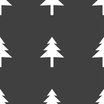 Christmas tree icon sign. Seamless pattern on a gray background. illustration