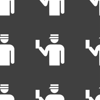 Inspector icon sign. Seamless pattern on a gray background. illustration