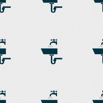 Washbasin icon sign. Seamless abstract background with geometric shapes. illustration